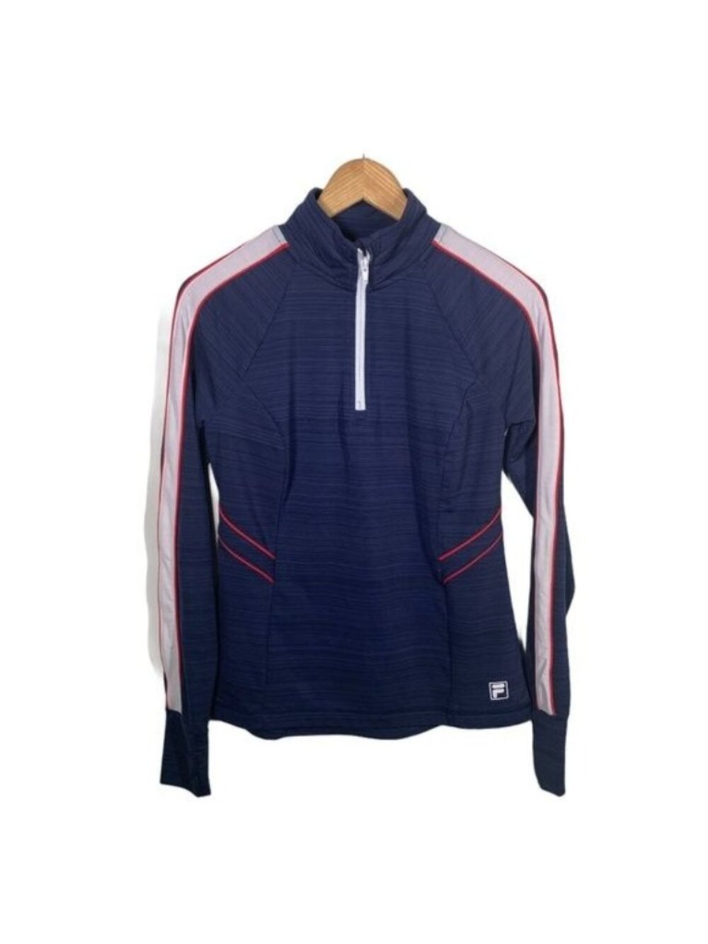 Fila Womens Small Navy Quarter Zip Pullover Athletic Running Workout Top